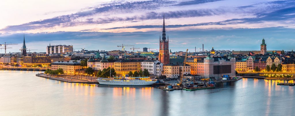 Stockholm látképe alkonyatkor