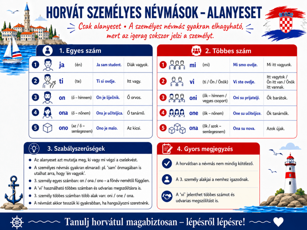 Horvát személyes névmások